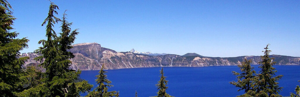 Oregon Mountains Pine Trees Lake Crater Lake Blue